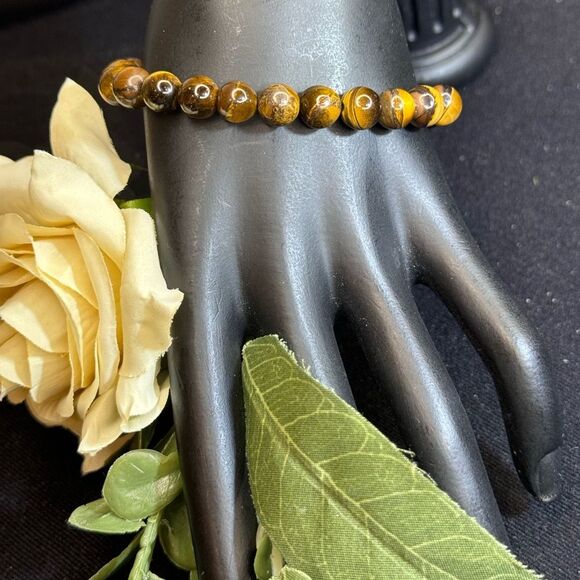EXPRESS Genuine Tiger Eye Stone Stretch Bracelet - Picture 1 of 5